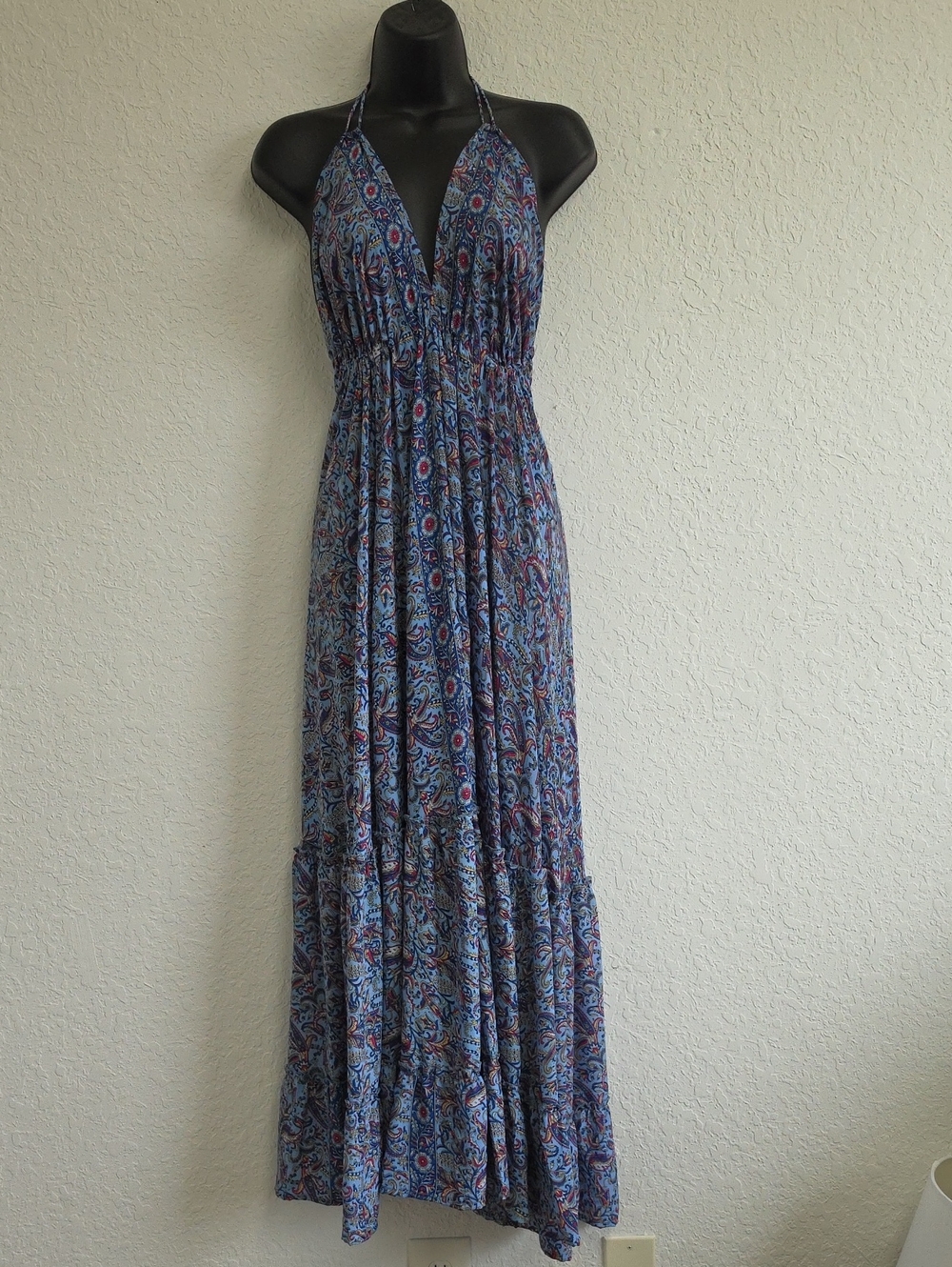 Blue Paisley Halter Maxi Dress - Women